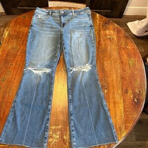 American Eagle Outfitters Flare Distressed Jeans - Blue